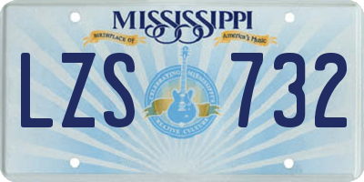 MS license plate LZS732