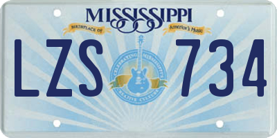 MS license plate LZS734