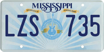 MS license plate LZS735