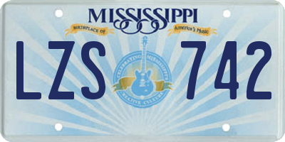 MS license plate LZS742
