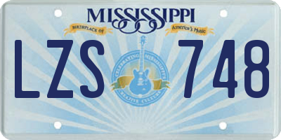 MS license plate LZS748