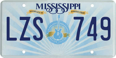 MS license plate LZS749