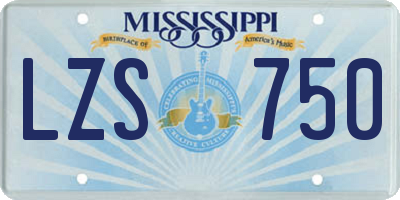 MS license plate LZS750