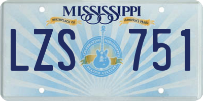 MS license plate LZS751