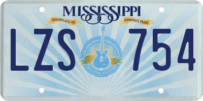 MS license plate LZS754