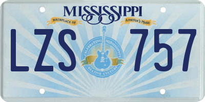 MS license plate LZS757