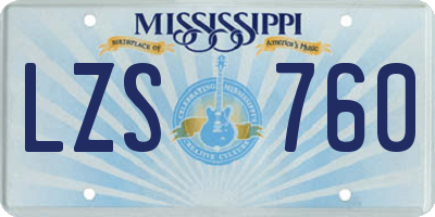 MS license plate LZS760