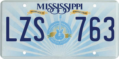 MS license plate LZS763