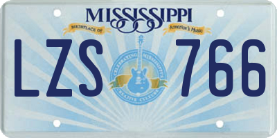 MS license plate LZS766