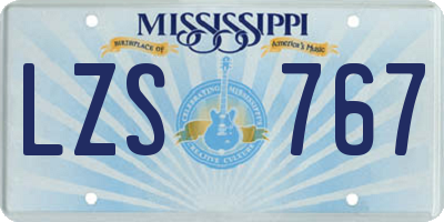 MS license plate LZS767