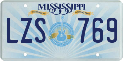 MS license plate LZS769