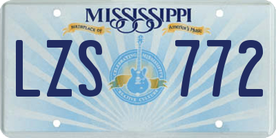 MS license plate LZS772