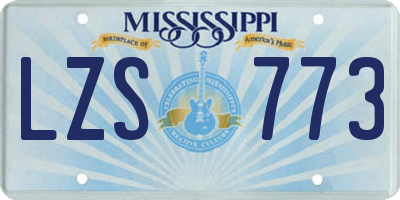 MS license plate LZS773