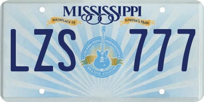 MS license plate LZS777