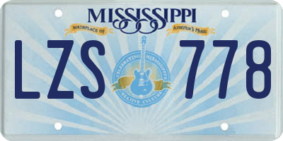 MS license plate LZS778