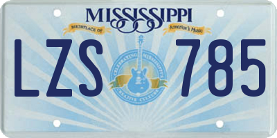 MS license plate LZS785