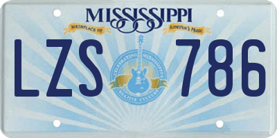 MS license plate LZS786
