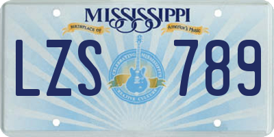MS license plate LZS789