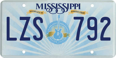 MS license plate LZS792