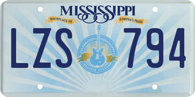 MS license plate LZS794