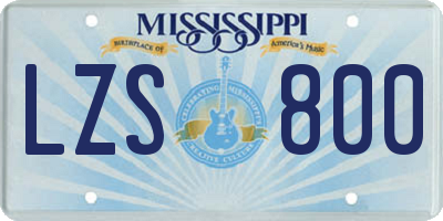 MS license plate LZS800