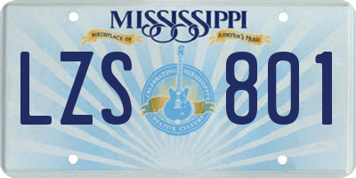 MS license plate LZS801