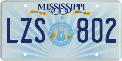 MS license plate LZS802