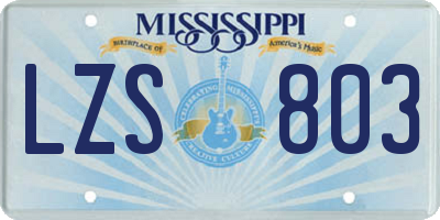 MS license plate LZS803