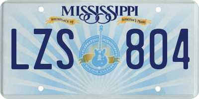 MS license plate LZS804