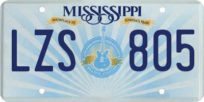 MS license plate LZS805