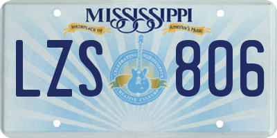 MS license plate LZS806