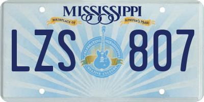 MS license plate LZS807