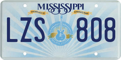 MS license plate LZS808