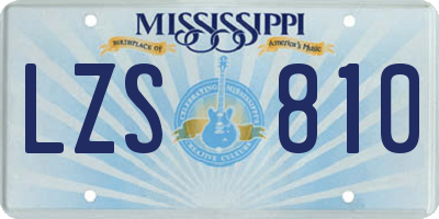 MS license plate LZS810
