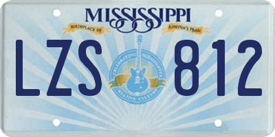 MS license plate LZS812