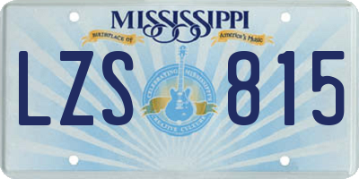 MS license plate LZS815
