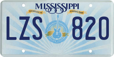 MS license plate LZS820