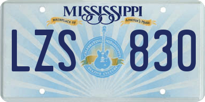 MS license plate LZS830