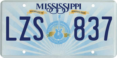 MS license plate LZS837