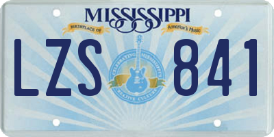 MS license plate LZS841