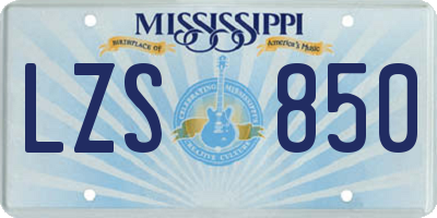 MS license plate LZS850