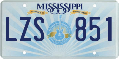 MS license plate LZS851