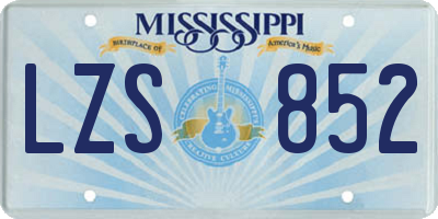 MS license plate LZS852