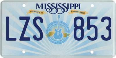 MS license plate LZS853