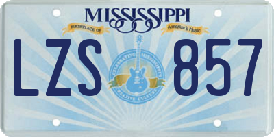 MS license plate LZS857