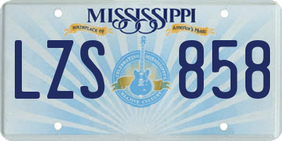 MS license plate LZS858