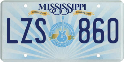MS license plate LZS860