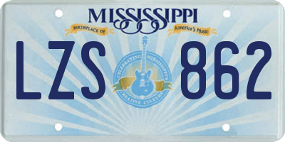 MS license plate LZS862