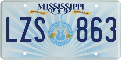 MS license plate LZS863