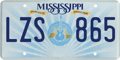 MS license plate LZS865